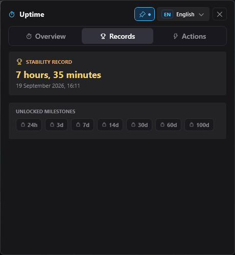 Uptime - Records Screen